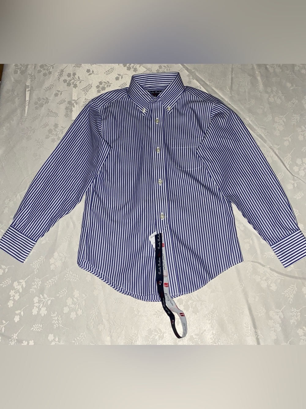Brooks Brothers Boys 100% Cotton Shirt Striped Button-Down Blue/White Size 6